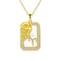 TOUPOP Sterling Silver Gold Plated Mother Of Pearl Constellation Zodiac Pendant Necklace-0-0