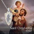 wholesale 925 Sterling Silver Saint Christopher Shield Pendant Necklace With Cross Charm-0-5