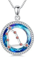 wholesale 925 Sterling Silver Blue Crystal Star Sign Pendant Astrology Jewelry for Women Girls Gifts-0-0
