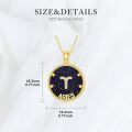 wholesale 14k Gold Plated Blue Sandstone Zodiac Necklace 12 Constellation Pendant for Women-0-16