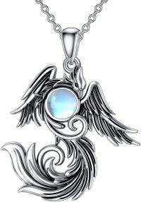 wholesale 925 Sterling Silver Moonstone Phoenix Pendant Necklace for Women Girls Mothers Day Gift-Moonstone Phoenix Necklace