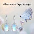 wholesale 925 Sterling Silver Teardrop Moonstone Floral Drop Earrings for Women and Girls-0-5