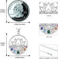 wholesale 925 Sterling Silver 7 Chakra Yin Yang Lotus Pendant Necklace with Stones and Chain-0-2