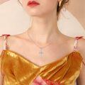 wholesale 925 Sterling Silver Rose Cross Pendant Necklace-0-1