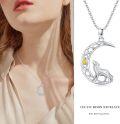 wholesale 925 Sterling Silver Yellow Crystal Wolf Moon Necklace Gift for Her-0-1