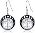 wholesale 925 Sterling Silver Moon Phases Tree Of Life Drop Earrings for Women Girls s 3cm Long-0-0