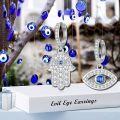 wholesale 925 Sterling Silver Hamsa Hand Evil Eye Drop Earrings for Women Girls  4cm Length-0-5