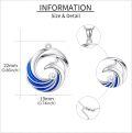 wholesale 925 Sterling Silver Blue Enamel Wave Design Necklace Pendant s for Women-0-2