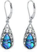 wholesale 925 Sterling Silver Teardrop Paua Shell Leverback French Wire Bohemian Drop Earrings-0-0