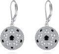 wholesale 925 Sterling Silver Round Soccer Ball Dangle Earrings Sports Gifts for Her-0-0