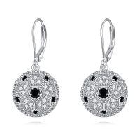 wholesale 925 Sterling Silver Round Soccer Ball Dangle Earrings Sports Gifts for Her-Soccer Ball Cubic Zirconia