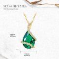 wholesale 14K Gold with Created Emerald & Moissanite Teardrop Pendant Necklace, 4CT D Color Gemstone Gift for Women-0-5
