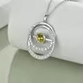 TOUPOP Sterling Silver Peridot Double Circle Pendant Necklace-0-4
