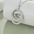 TOUPOP Sterling Silver Peridot Double Circle Pendant Necklace-0-4