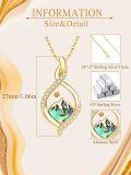 wholesale 925 Sterling Silver Abalone Shell and Crystal Heart Mountain Pendant Necklace for Women-0-5