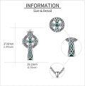 wholesale 925 Sterling Silver Green Malachite & Black Obsidian Celtic Cross Pendant for Men's Necklaces-0-4