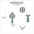 wholesale 925 Sterling Silver Celtic Cross Necklace Wholesale With Green Inlay And Chain-0-4