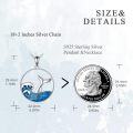 wholesale 925 Sterling Silver Whale Wave Ocean Pendant Necklace for Mom Sea Life s-0-3