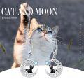 wholesale 925 Sterling Silver & Stone Black Cat Celtic Knot Dangle Drop Earrings, 16mm, Gothic Moon Jewelry for Women, Hypoallergenic Gift-0-5
