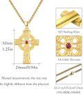 wholesale Gold 925 Sterling Silver Celtic Cross Pendant with Red Garnet Gemstone Norse Valknut Amulet Necklace for Men & Women-0-6