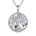 wholesale 925 Sterling Silver Green Moss Agate Tree of Life Family Pendant Necklace for Mothers and Grandmothers-0-0