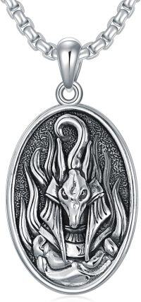wholesale 925 Sterling Silver Aztec Lion Head Pendant Necklace  for Men-Anubis