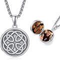 wholesale 925 Sterling Silver Celtic Knot Photo Locket Pendant Necklace for Men Memory Keepsake Gift-0-0