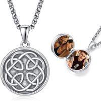 wholesale 925 Sterling Silver Celtic Knot Photo Locket Pendant Necklace for Men Memory Keepsake Gift-Celtic Knot