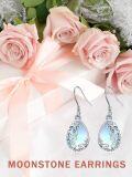 wholesale 925 Sterling Silver Teardrop Moonstone Dangle Earrings with Filigree Design for Women Gifts-0-5