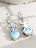 wholesale 925 Sterling Silver Highland Cow Moonstone Drop Earrings Gifts for Her-0-2