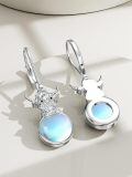 wholesale 925 Sterling Silver Highland Cow Moonstone Drop Earrings Gifts for Her-0-2