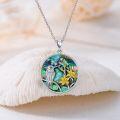 wholesale 925 Sterling Silver Round Hummingbird Abalone Shell Inlay Pendant Necklace Gift for Her Mother's Day Jewelry-0-4