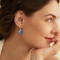 wholesale 925 Sterling Silver Blue Enamel Hibiscus Flower Drop Earrings-0-1
