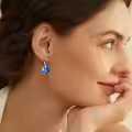 wholesale 925 Sterling Silver Blue Enamel Hibiscus Flower Drop Earrings-0-1