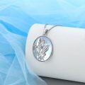 wholesale 925 Sterling Silver Mother-of-Pearl Oval Pendant with Lilies and Roses - Floral  for Her-0-1