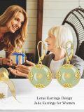 wholesale 14K Gold Plated Sterling Silver Round Natural Jade Earrings for Women-0-20