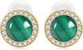 wholesale Gold-Plated 925 Sterling Silver Blue Stone Stud Earrings with Cubic Zirconias and White Pearl Backs-0-6