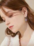 wholesale 925 Sterling Silver Purple Opal Hummingbird Dangle Drop Earrings for Women-0-3