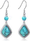 wholesale 925 Sterling Silver Turquoise Teardrop Butterfly Cross Owl Daisy Drop Earrings-0-0