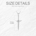 wholesale 925 Sterling Silver Pink Crystal Dragon Sword Cross Pendant Necklace for Women's Gifts-0-2
