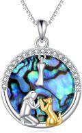 wholesale 925 Sterling Silver Round Abalone Shell Dog Bone Memorial Pendant Necklace for Women-0-0