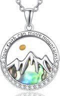 wholesale 925 Sterling Silver Abalone Shell Mountain Pendant Necklace with Yellow Stone and Cubic Zirconia - Religious Gifts for Women-0-0