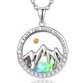 wholesale 925 Sterling Silver Abalone Shell Mountain Pendant Necklace with Yellow Stone and Cubic Zirconia - Religious Gifts for Women-0-0