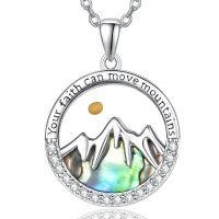 wholesale 925 Sterling Silver Abalone Shell Mountain Pendant Necklace with Yellow Stone and Cubic Zirconia - Religious Gifts for Women-B0-Round Mustard Seed Necklace