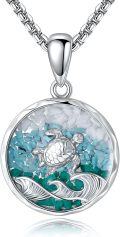 wholesale 925 Sterling Silver Turtle Pendant with Turquoise and Green Stone Necklaces for Women & Men Gifts-0-0