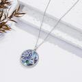wholesale 925 Sterling Silver Round Abalone Shell Triquetra Pendant Necklaces with Purple Blue Green Stones for Women and Men 43cm Chain Length-0-4