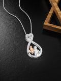 wholesale 925 Sterling Silver Infinity Love Heart Mother & Child Family Pendant Necklace with Cubic Zirconia and Rose Gold Accents (30cm + Extender)-0-2