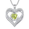 TOUPOP 925 Sterling Silver 12 Birthstone Double Heart Necklace-0-0