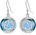 wholesale TOUPOP Constellation Zodiac Sign Earrings For Women 925 Sterling Silver Celtic Moon Astrology Horoscope Birthstone Dangle Drop Earrings With Blue Circle Crystal Anniversary Jewelry Valentine Mothers Day Christmas Birthday Gifts For Women Her Wife Mom -0-0