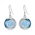 TOUPOP Sterling Silver Blue Crystal Zodiac Earrings-0-0